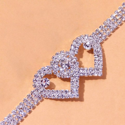 Fashion Diamond Double Heart Anklet