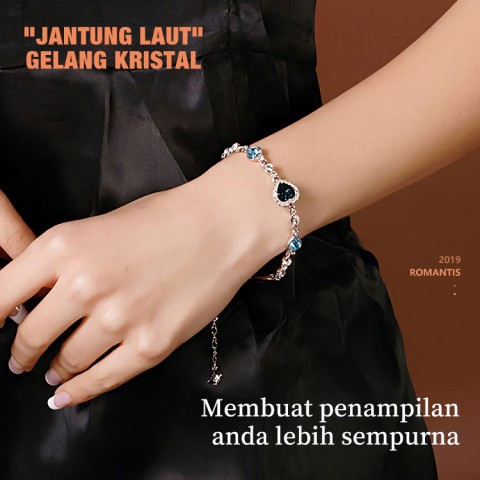 Gelang kristal jantung laut berlapis emas 18K