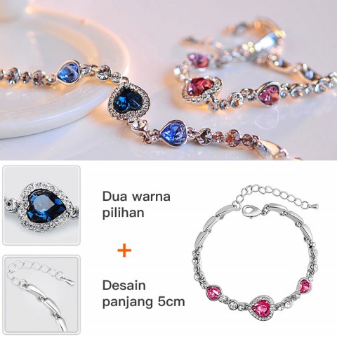 Gelang kristal jantung laut berlapis emas 18K