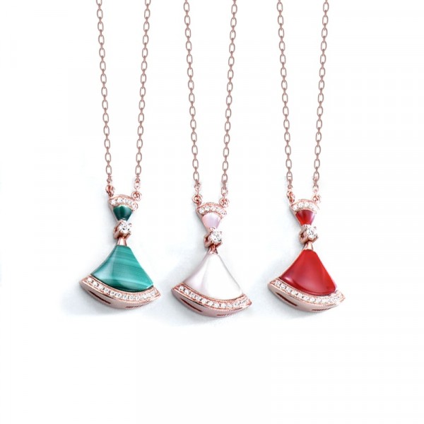 Influencer recommended fashion zircon fan-shaped skirt necklace