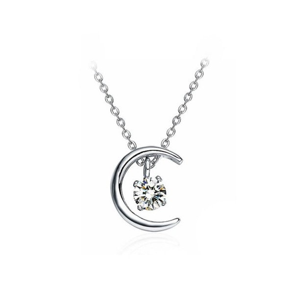 925 Sterling Silver Moon Star Necklace