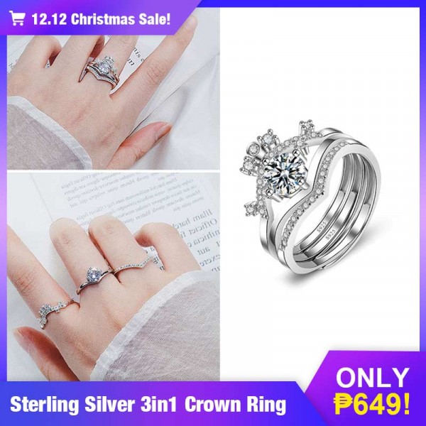 sterling silver 3in1 crown  ring..