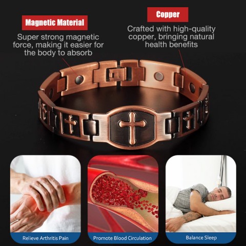 Copper Mlagnetic Cross Bracelet