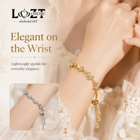 Adjustable Butterfly Cubic Zirconia Bracelet