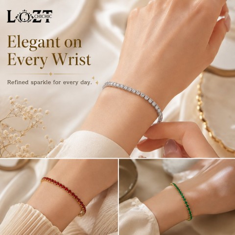 14K Gold Plated Colorful Tennis Bracelets