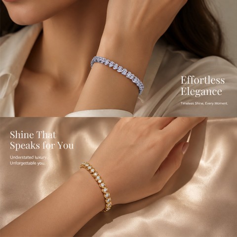 Moissanite Wave-Pattern Tennis Bracelet