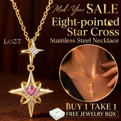 Eight-pointed Star Cross Stainless Steel Necklace 