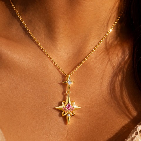 Eight-pointed Star Cross Stainless Steel Necklace 