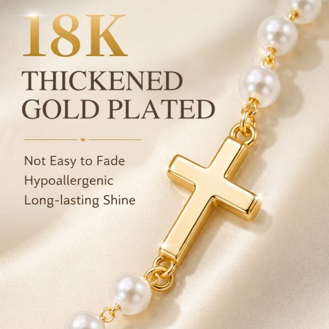 18K Simple Cross adjustable Necklace