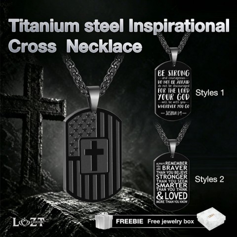 Titanium steel Inspirational Cross  Necklace