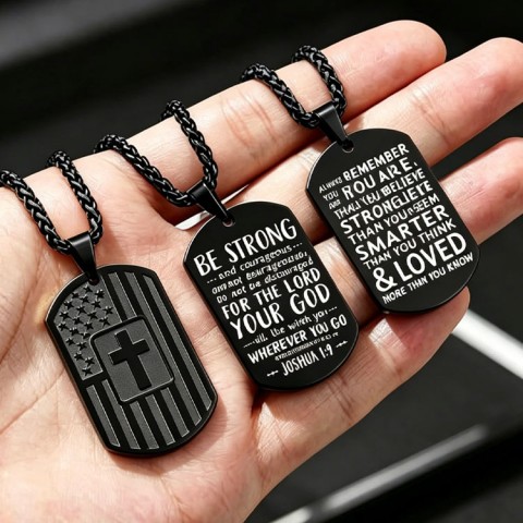 Titanium steel Inspirational Cross  Necklace