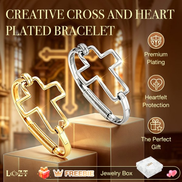 Creative Cross and Heart Plated Bracelet