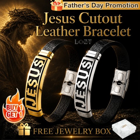 Jesus Cutout Leather Bracelet