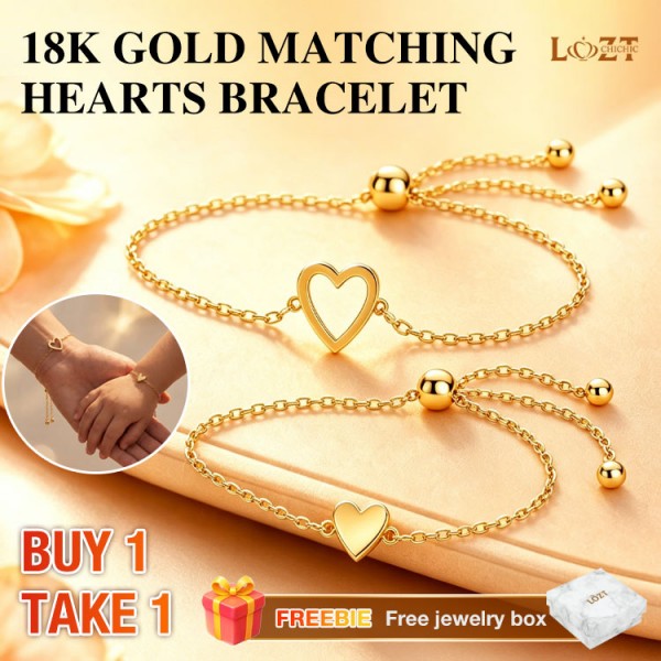 18K Gold Matching Hearts Bracelet..