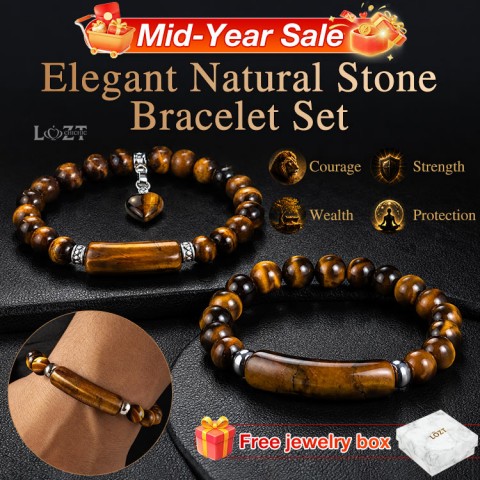 Elegant Natural Stone TiIger eye Bracelet Set