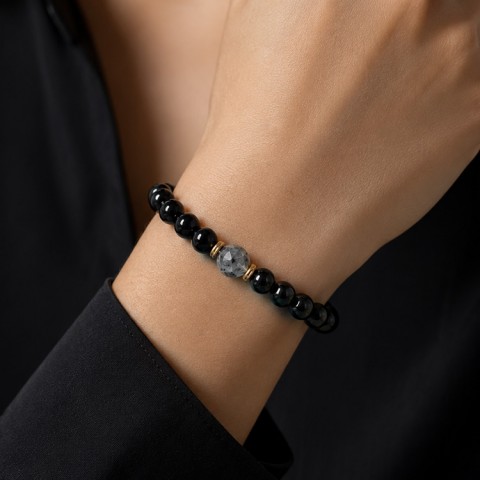 Obsidian & Black Tourmaline Bracelet