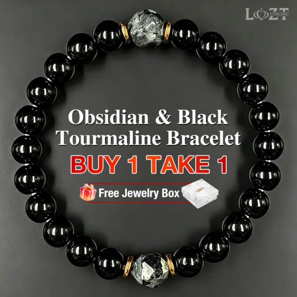 Obsidian & Black Tourmaline Bracelet