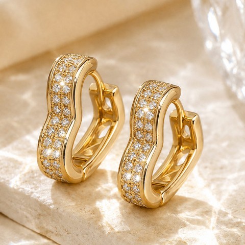 Heart-Shaped Double Row Earrings