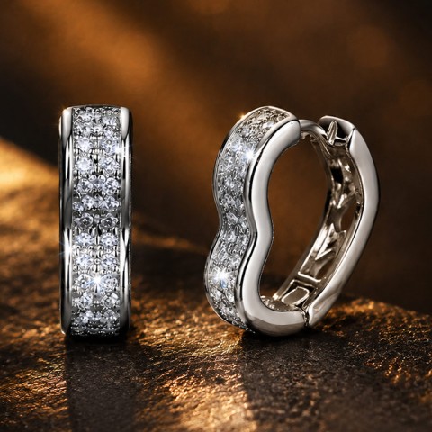 Heart-Shaped Double Row Earrings