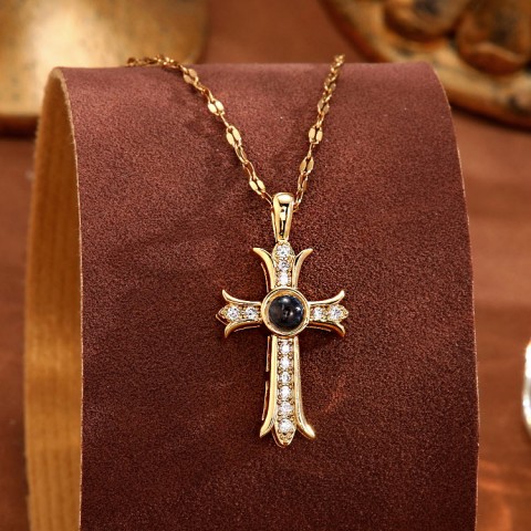 Heart Projection Cross Necklace