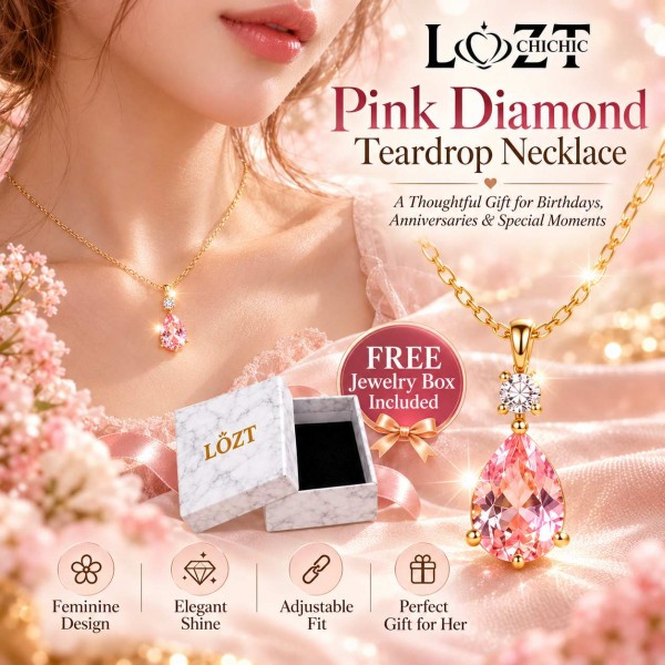Pink Diamond Teardrop Necklace