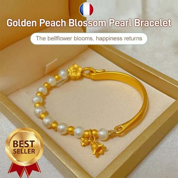 Golden Peach Blossom Pearl Bracelet