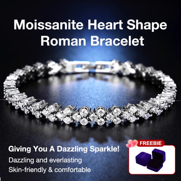 Moissanite Heart Shape Roman Bracelet..