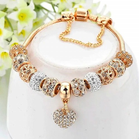 Gold-plated hand-beaded bracelet