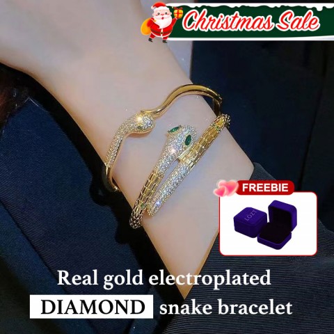 Real gold electroplated zircon snake bracelet