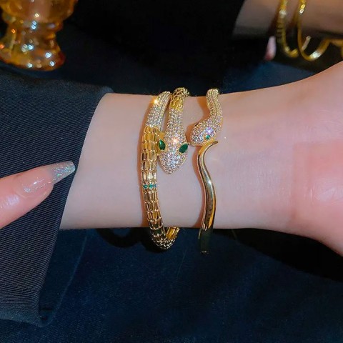 Real gold electroplated zircon snake bracelet