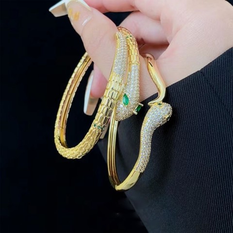 Real gold electroplated zircon snake bracelet