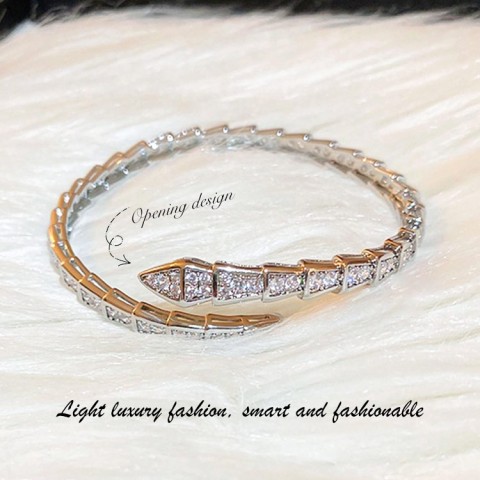 Zircon Snake-Shaped Open Bracelet