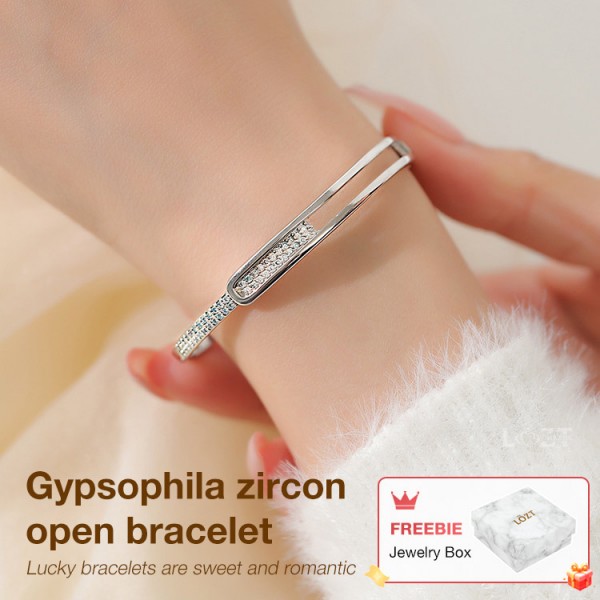 Gypsophila zircon open bracelet