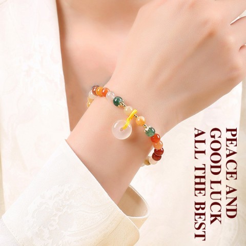 Natural gold jade peace buckle bracelet