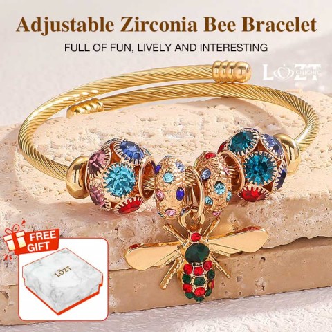 Adjustable Zirconia Bee Bracelet