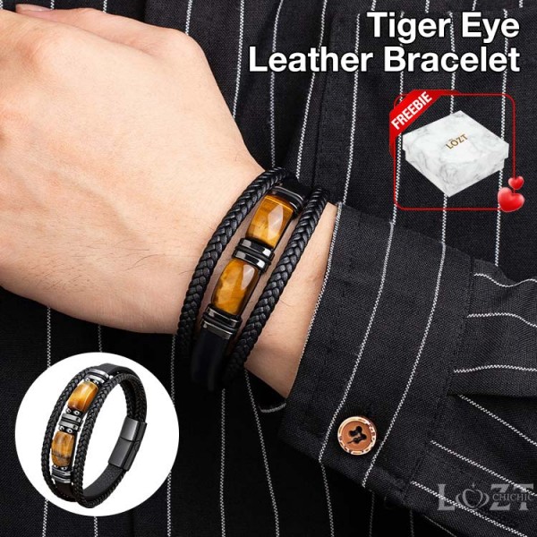 Tiger Eye Leather Bracelet