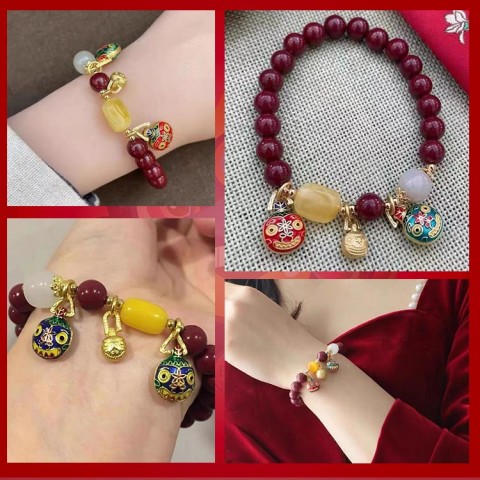 Lucky gathering fortune mythical beast cinnabar bracelet