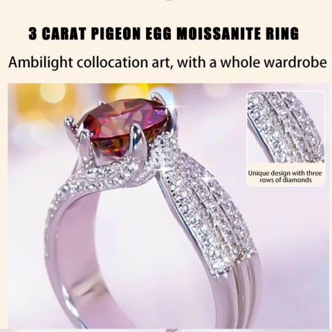 3 Carat Pigeon Egg Moissanite Ring