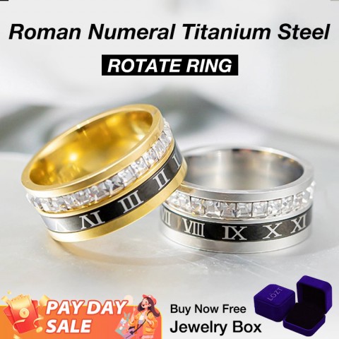 Roman Numeral Titanium Steel Turnable Ring