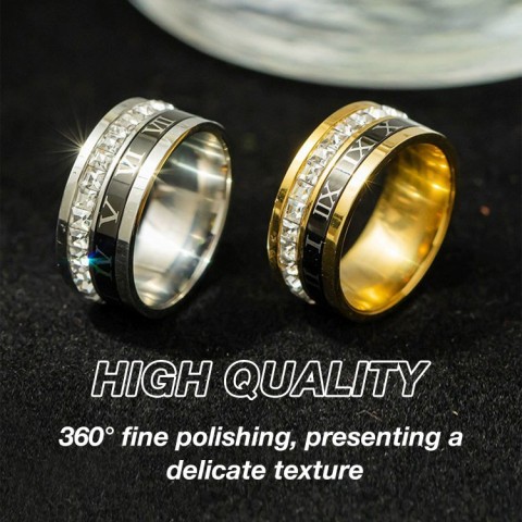 Roman Numeral Titanium Steel Turnable Ring