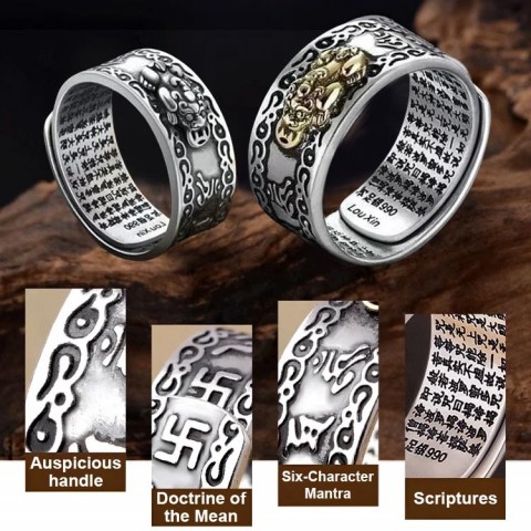 Feng Shui Pixiu Dragon Good Luck Ring