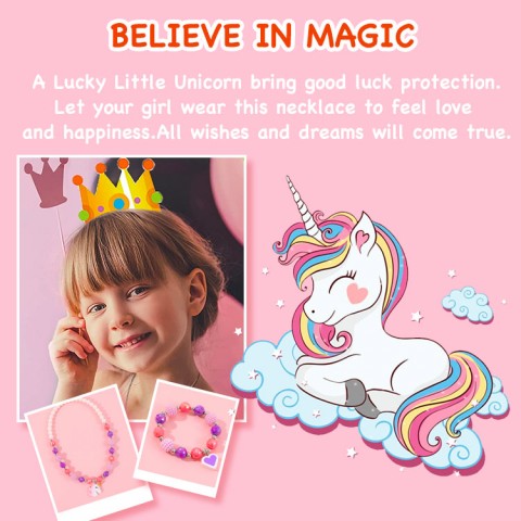 Children Sweet Necklace Bracelet Set-Cute cute unicorn