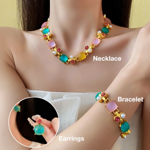 18k gold plated colorful jewelry set