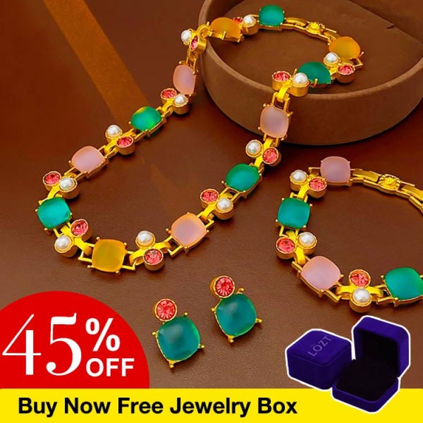 18k gold plated colorful jewelry set