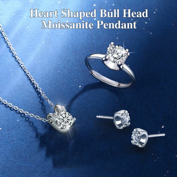 Heart Shaped Bull Head Moissanite Jewelry