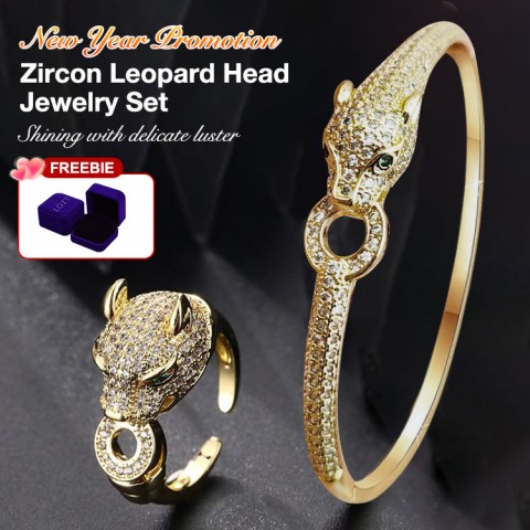 Zircon Leopard Head Jewelry Set