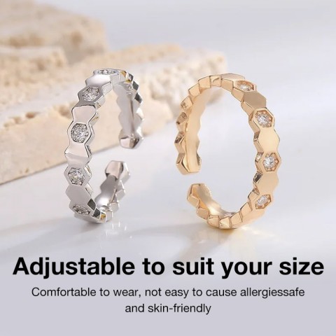 Titanium steel honeycomb bracelet ring set