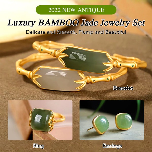 Luxury BAMBOO Jade Jewelry Set..