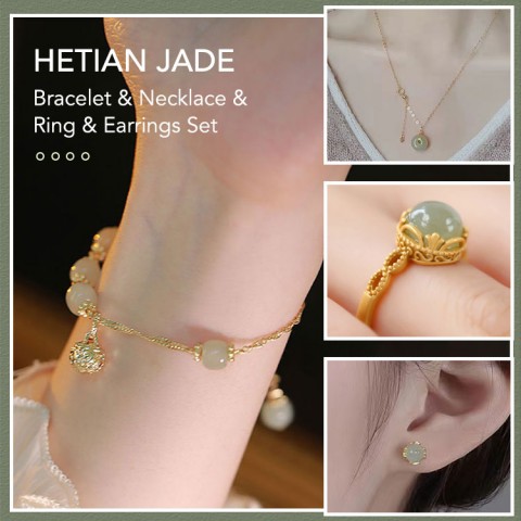 Hetian jade bell bracelet&Necklace Set