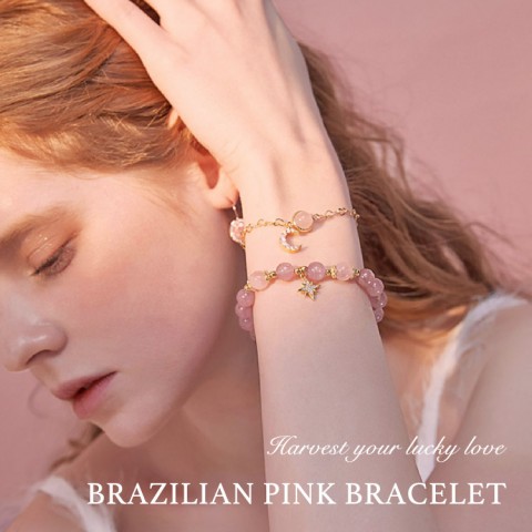 Brazilian Pink Crystal Jewelry Set-Health & Love